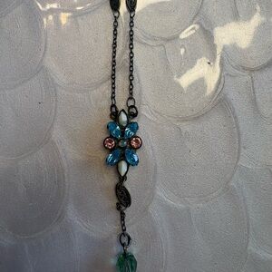 Sorrelli Elegant Blue and Pink Floral Necklace
